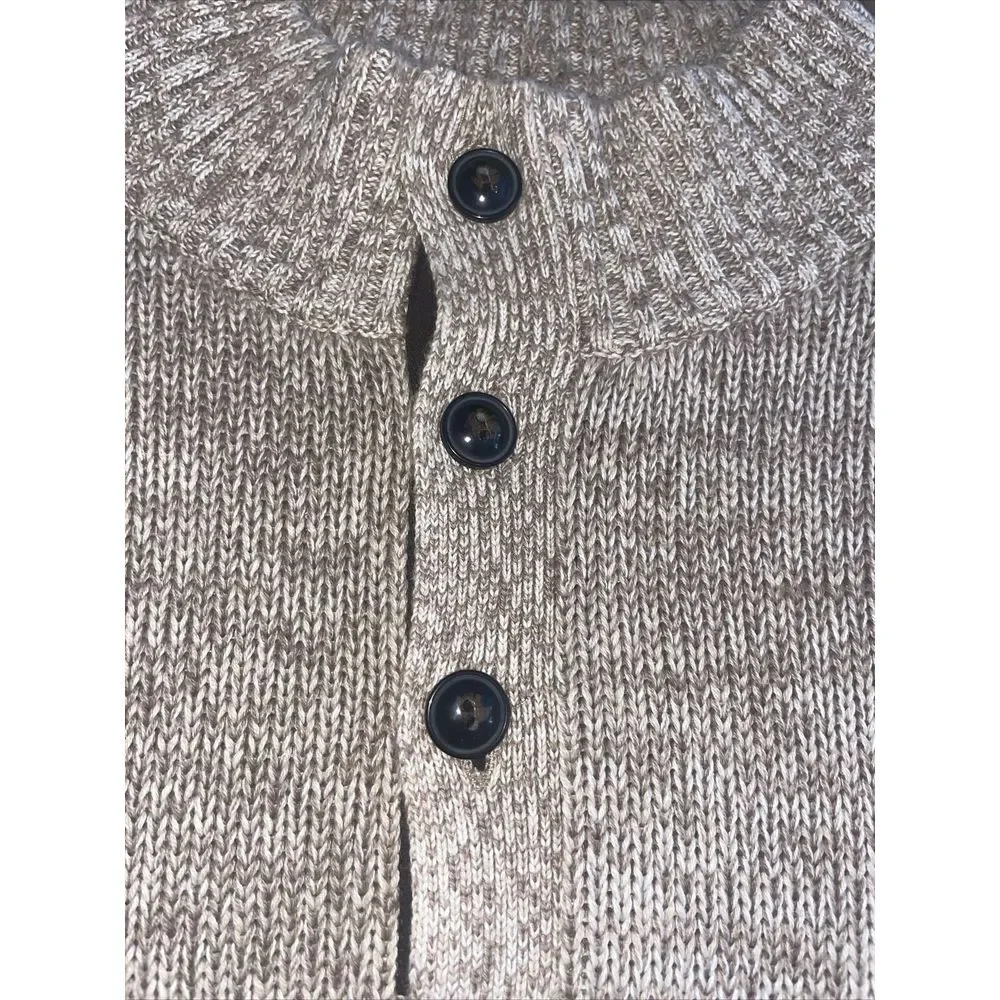Chaps 1/4 Button‎ Sweater Suede Elbow Pads Long Sleeve EUC Beige/Brown FAST SHIP